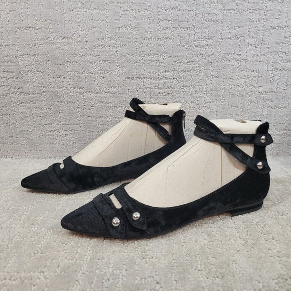 Marc Fisher Womens Size 7.5 M Black Velvet Ballet Flats Slip On Shoes. NEW - Picture 1 of 12